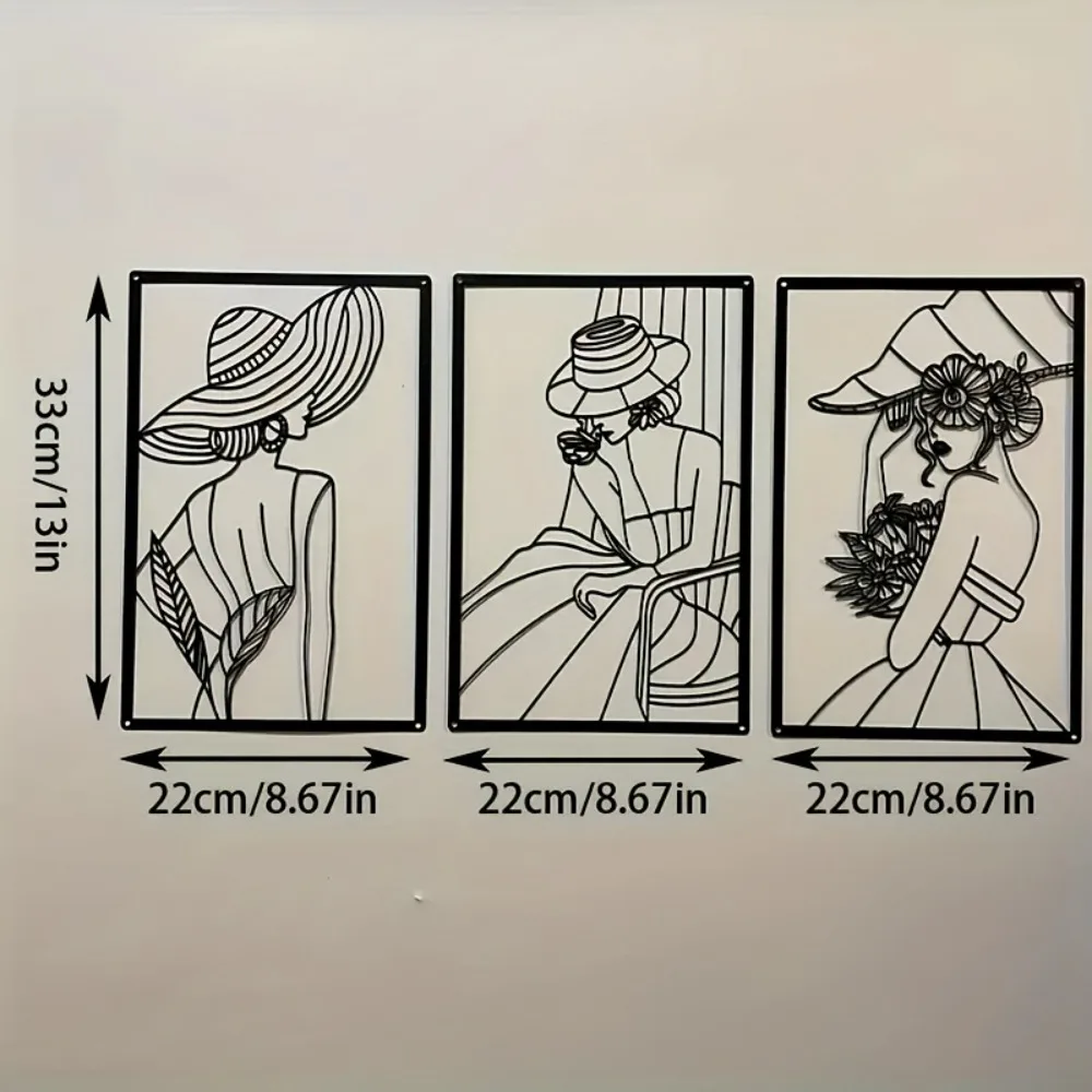CIFBUY Iron Wall Art Minimalist Abstract Line Women Metal Decor Waterproof Home Hanging Ornament Modern Living Room Decor