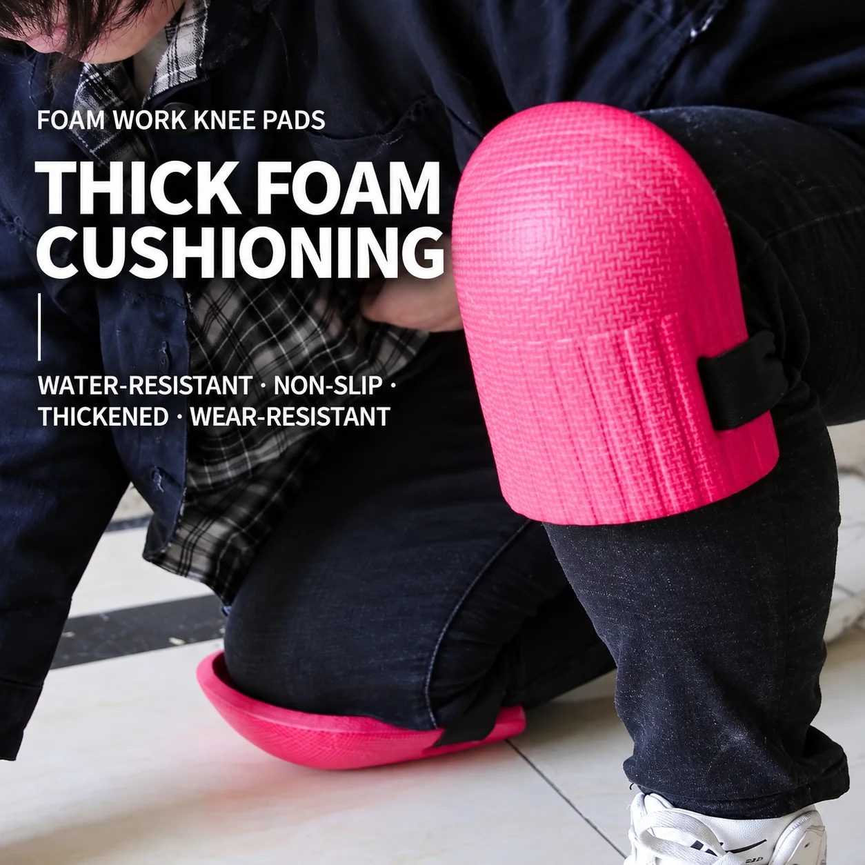 Work Knee Pads 1 Pair Water-Resistant Foam Kneepads for Construction Gardening Flooring Cleaning Automotive Repair