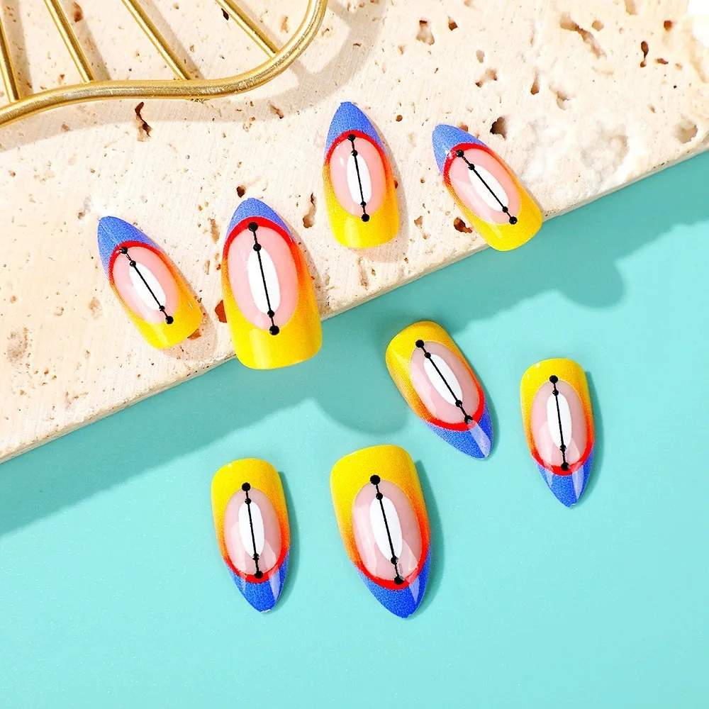 Das Jahr der Loong-Serie Mandel-Kunstnägel, spitzer Kopf, tragbare Maniküre, zum Aufdrücken der Nägel, vollständige Abdeckung, Nagelspitzen für Mädchen