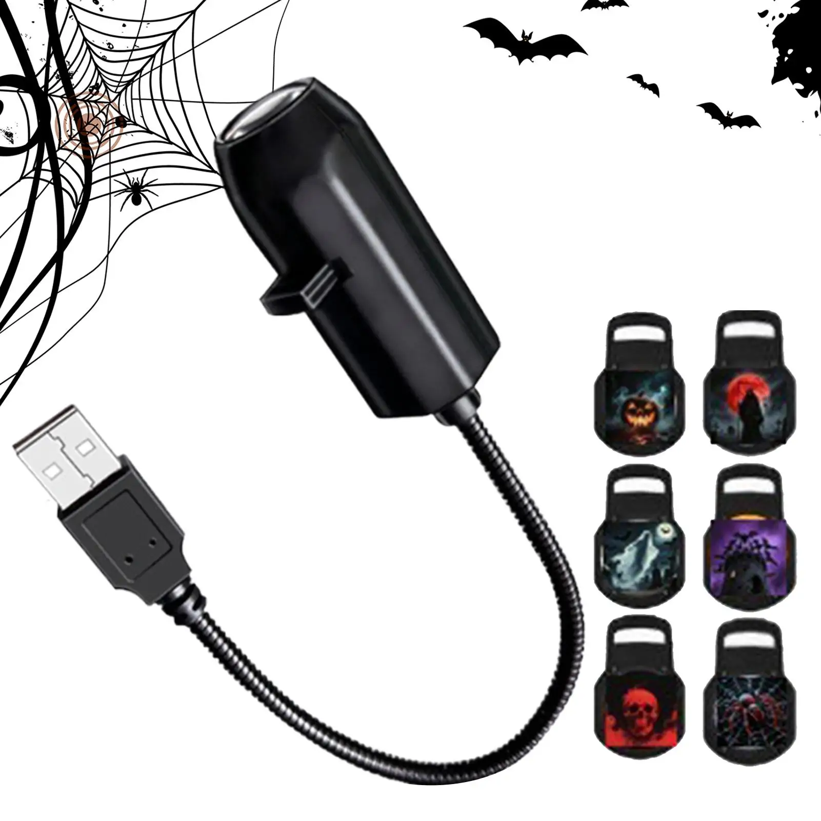 Lámpara de proyección de calavera de Halloween, diseño de patrón conmutable, rotación de 360 grados, USB, lámpara de proyector de Halloween, decoración LED