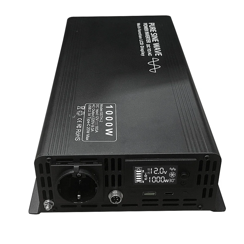 순수 사인파 태양광 인버터, 오프 그리드 태양광 에너지 시스템, DC 12V-AC 220V, 1000W