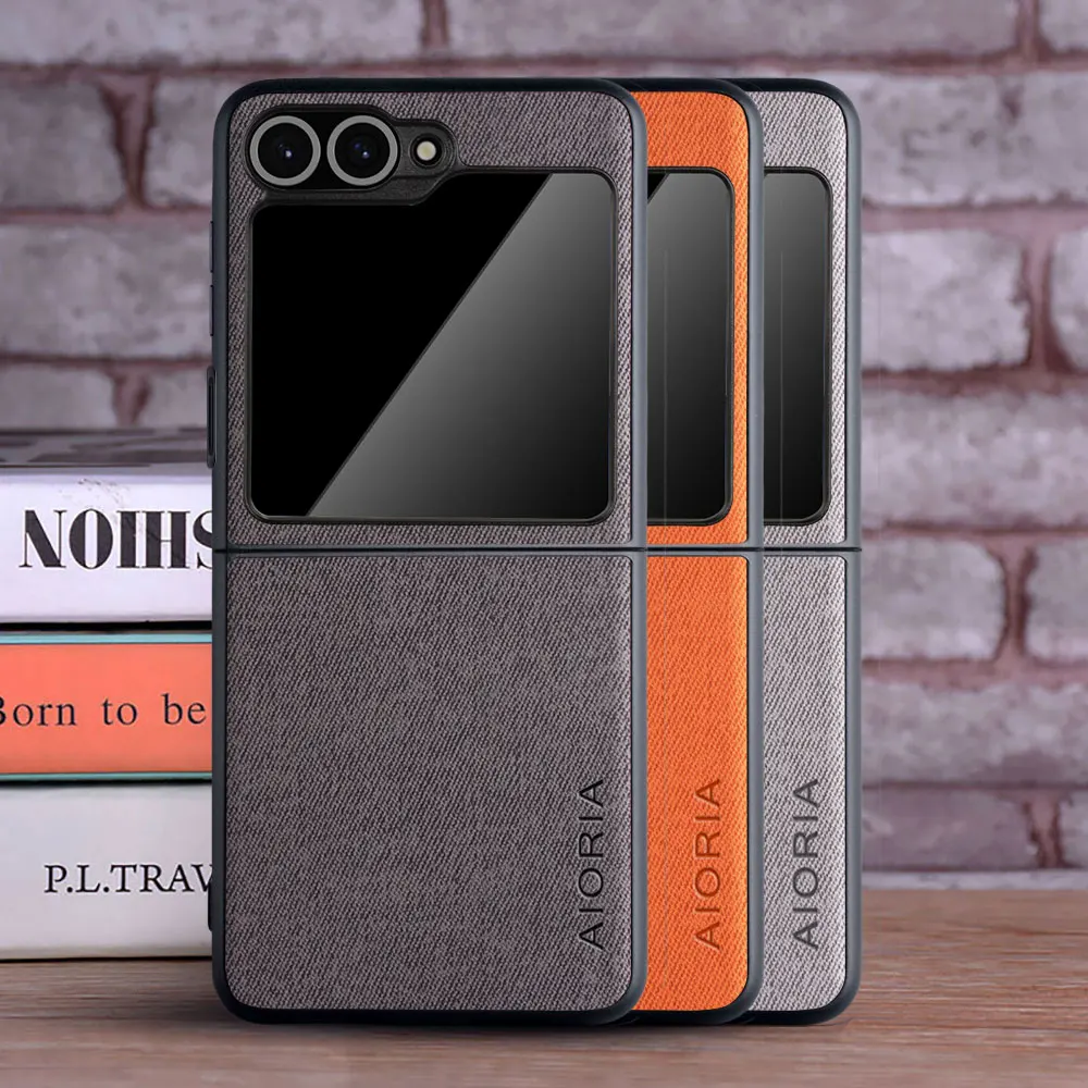 Case for Samsung Galaxy Z Flip 6 Leather Master Hard Textile Leather Fashion Phone Cover for Galaxy Z Flip 6 Case
