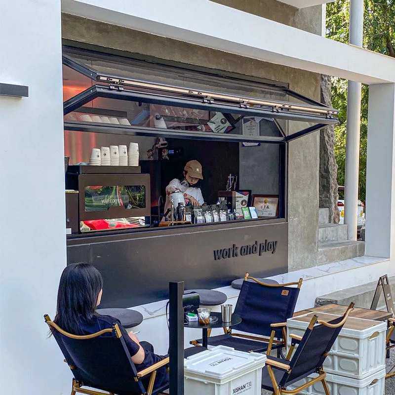 custom. [Hover] Aluminum Alloy Frame Folding Window Full Open Soundproof Tempered Glass Bar Sliding Window