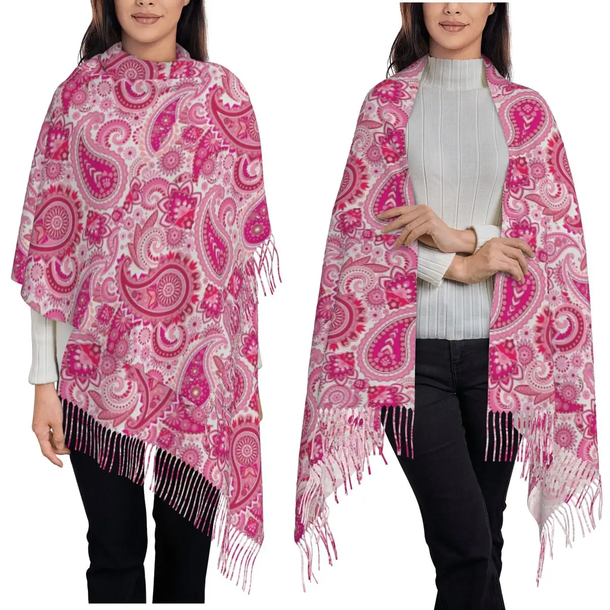 

Шарф с узором пейсли, шарфы с кисточками, женские мягкие теплые шали и накидки, большая осенне-зимняя шаль