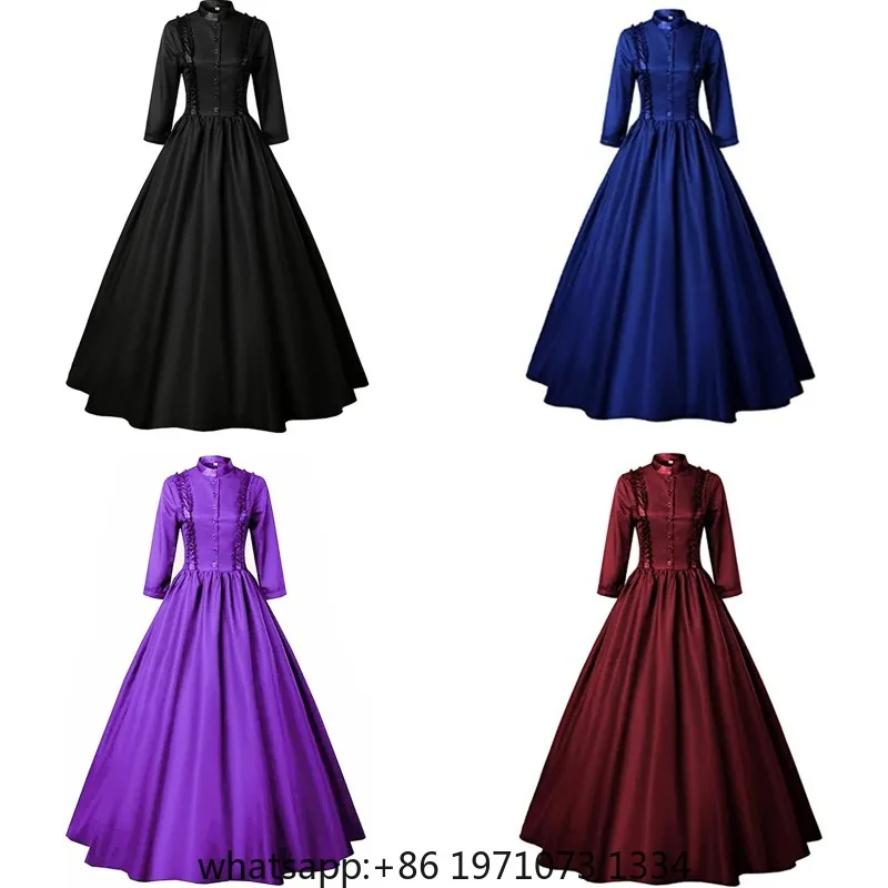 Medieval Gothic Victorian Skirt Renaissance Dress Queen Masquerade Halloween Costumes for Women Plus Size Civil War Ball Gown