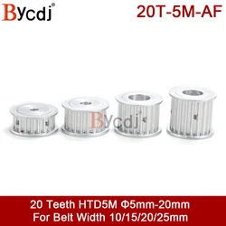 1pc HTD5M 20T Timing Pulley 5m 20Teeth width10/15/20/25mm belt pulleys Bore 5-20mm Gear Keyway synchronous wheel for CNC Machine