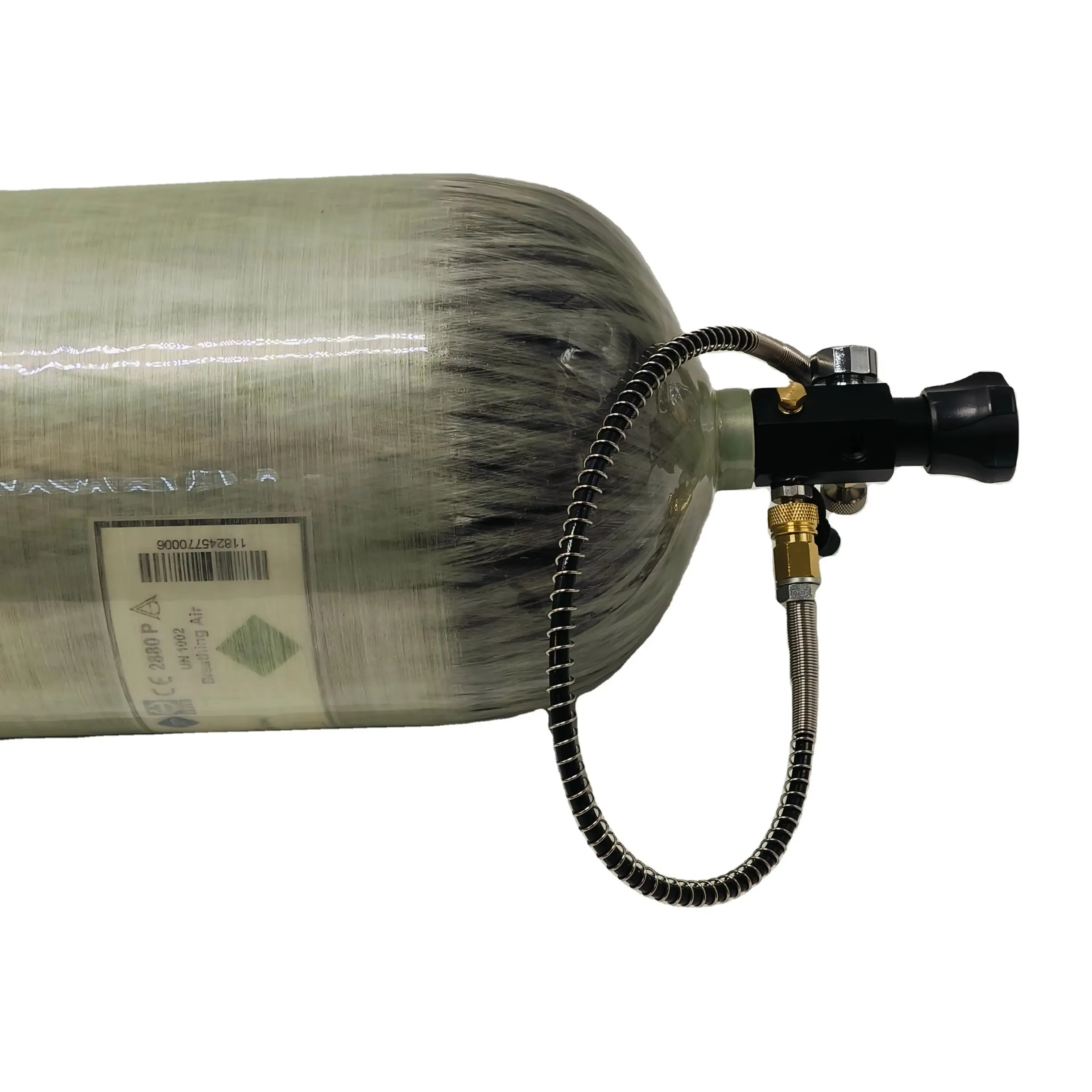ACECARE 300Bar 4500Psi 12L أسطوانة ألياف الكربون HPA مع صمام قياس مزدوج محطة تعبئة المطاط واقية أسفل SCBA الغوص