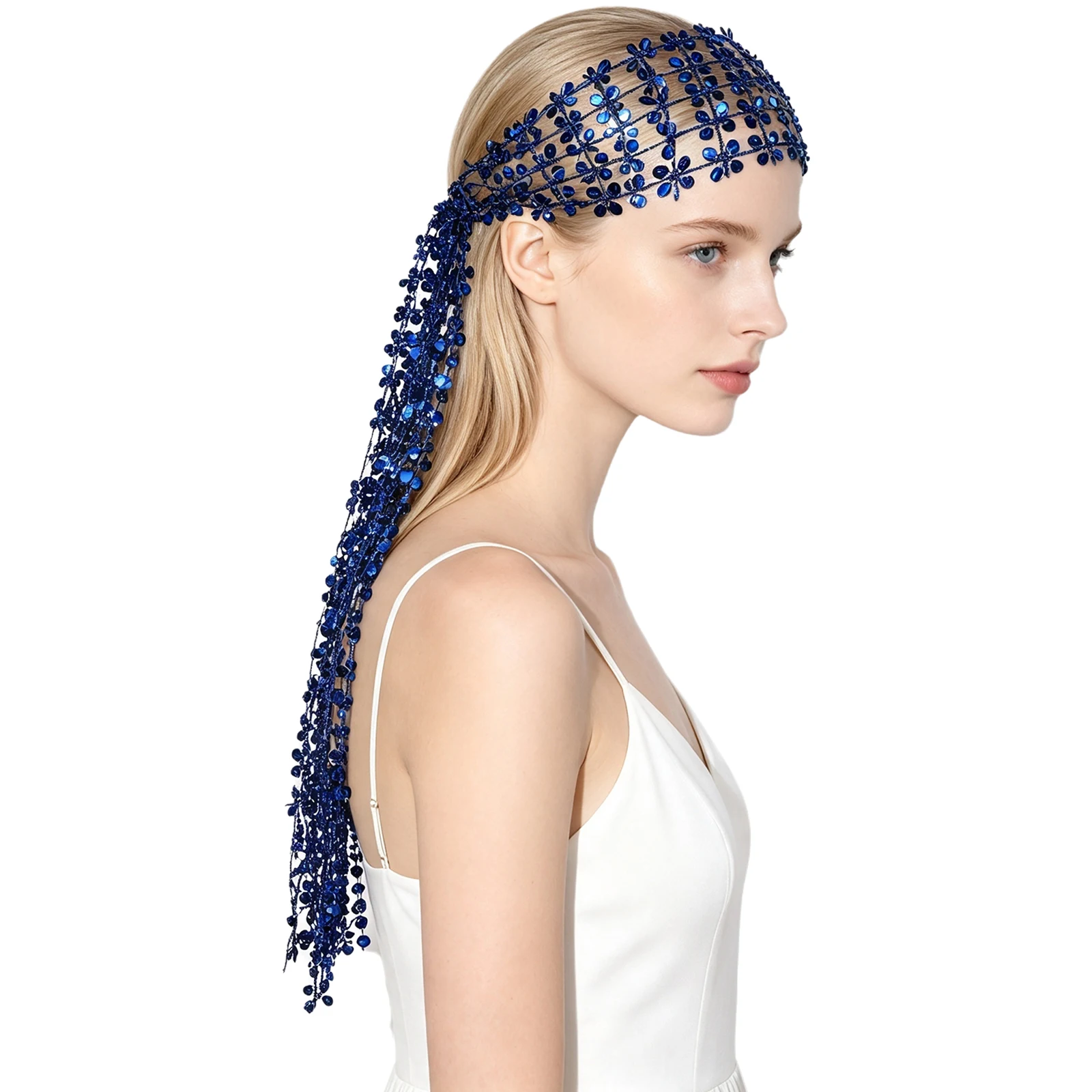 Women Glitter Sequin Hollow Out Headband Headwear Multi-wear Costume Accessory for Party Festival Daily Wear