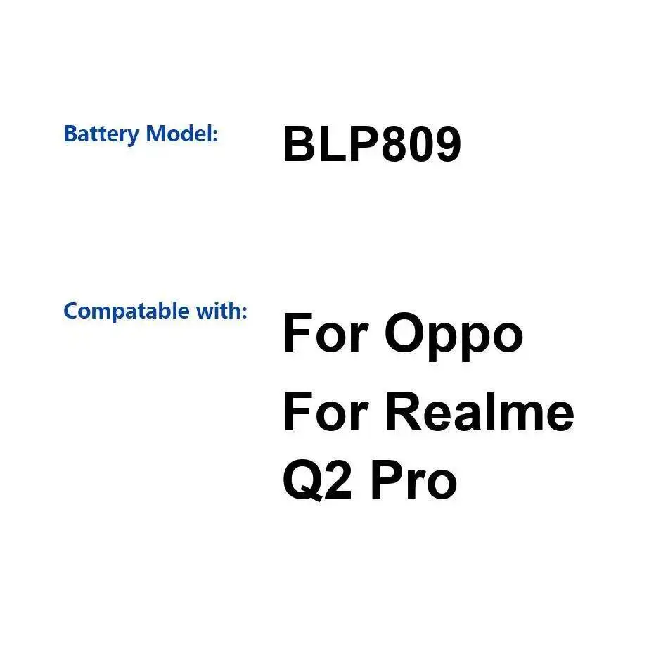 

Fast Charging Mobile Phone Battery 4300Mah For Oppo Realme Q2 Pro Premium Replacement BLP809