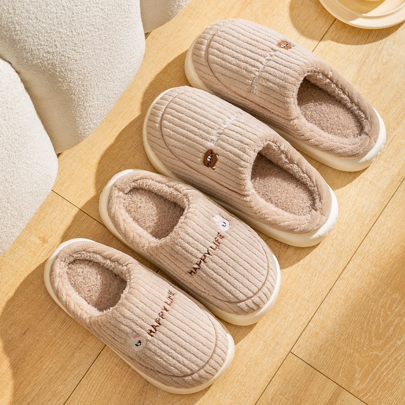 Cotton slippers for women, winter new style, indoor living, warm home, woolen slippers for men, autumn and winter