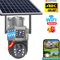 4K 8MP 4G Solar Camera Outdoor Dual Lens Dual Screen Security-Protection External IP CCTV Cam Wireless WiFi Surveillance Cam