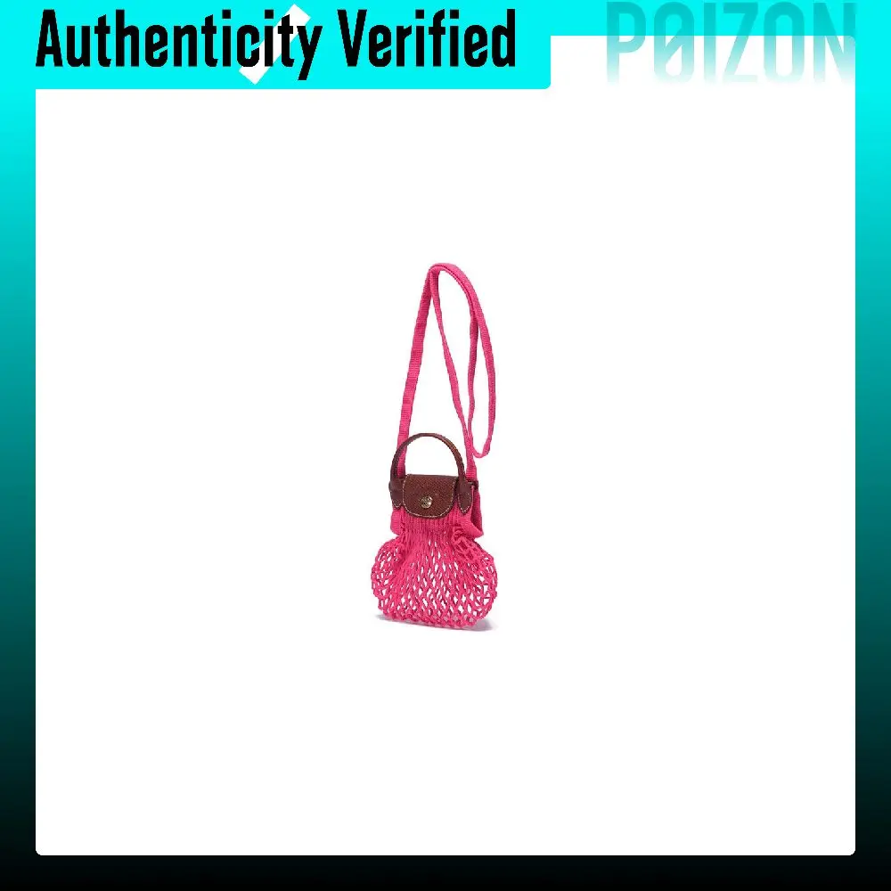 LONGCHAMP Le Pliage Cotton With Cow Leather Trim Mesh Pocket Handbag, Shoulder Bag, Crossbody Bag Mini Women's Pink 10139HVHP73