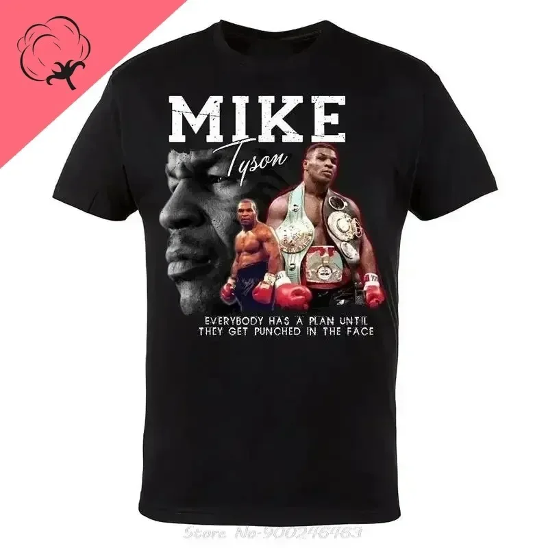 مايك تايسون أزياء القطن الملاكمة الحديد تي شيرت طاقم الرقبة شريط نمط تنفس الرجال تي شيرت من البر الرئيسى للصين