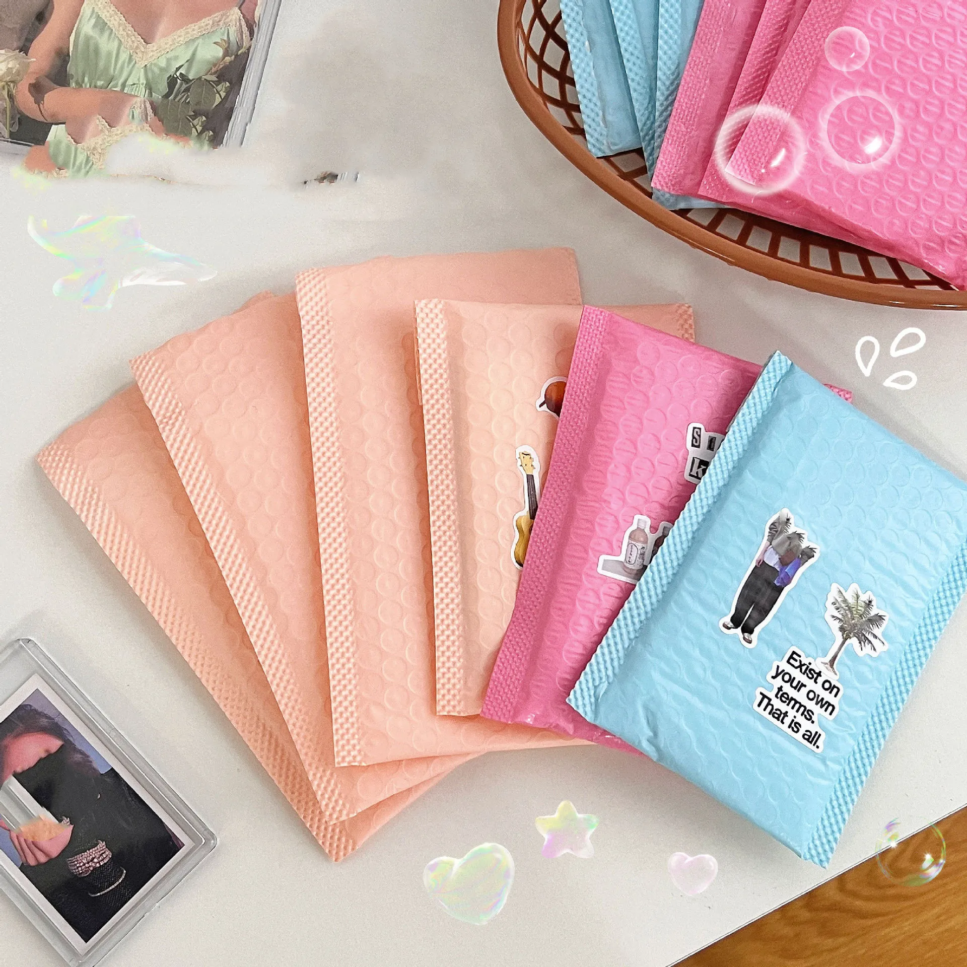 20pcs 11x19cm Soft Bubble Mailers Wholesale Bulk Film Envelope Packaging Shipping Fragile Wrap Packing Orange Blue Color