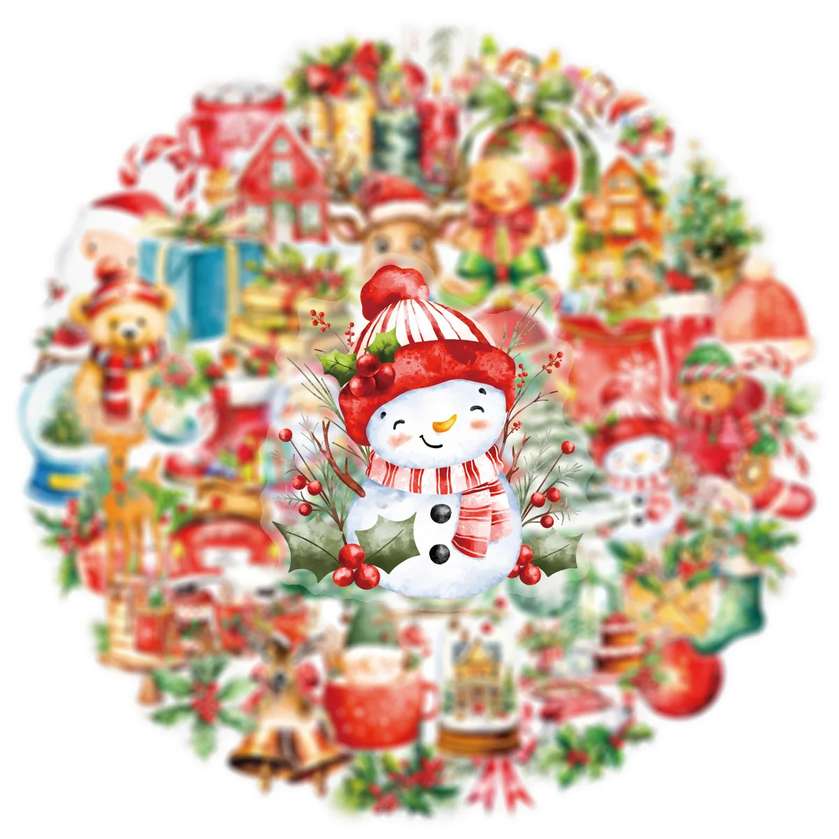 10/30/50PCS Cartoon Transparent Christmas Graffiti Stickers Creative Decoration Window Children's Party Gift Box Decal Toy