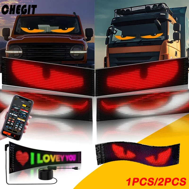 

Car Devil Eye App Control Scrolling Advertising LED Sign Led Eyes for Truck USB Custom Text Pattern Programmable Display Truck