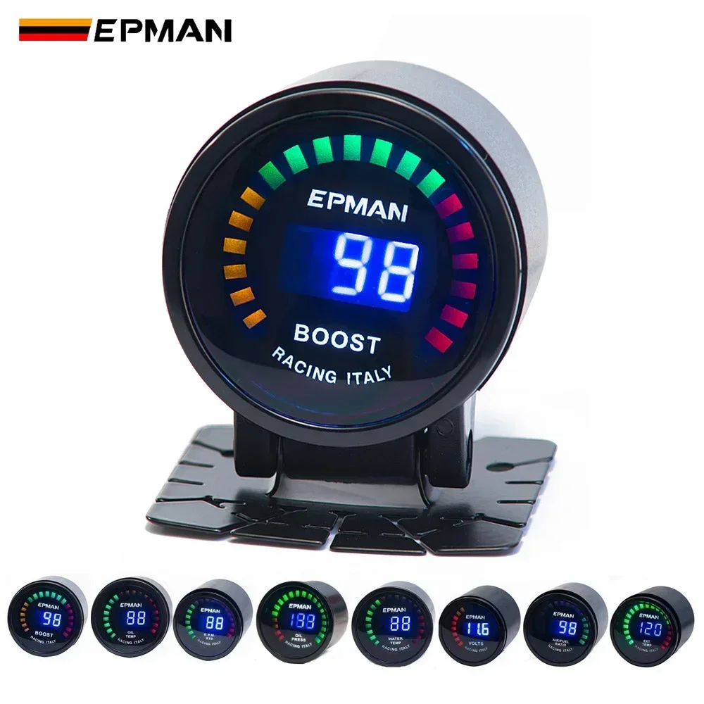 

EPMAN Racing 2 "52 мм цифровой цветной аналоговый светодиодный PSI/BAR манометр повышения давления воды температура масла монитор EGT EP-GA50