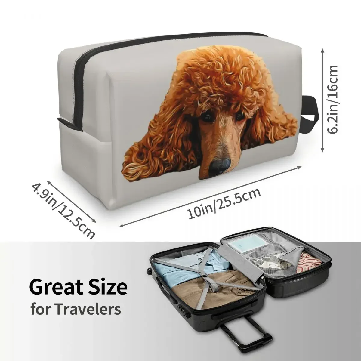 Custom Kawaii Poodle Head Toiletry Bag for Women Cute Puppy Dog Makeup Cosmetic Organizer Ladies Beauty Storage Dopp Kit Case image 4