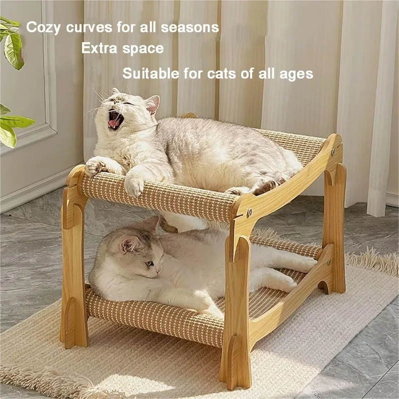 2-Tier All-Season Holds 20 Lbs Cat Scratcher Bed - Sturdy Cat Scratching Post with Scratch Pad & Hammock Bed Protect Furniture - view 4