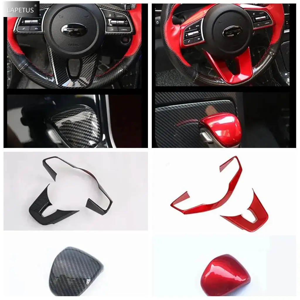

ABS Accessories For Kia Cerato Forte K3 / Seltos 2019 - 2024Car Steering Wheel / Gear Shifter Shift Knob Head Handle Cover Trim