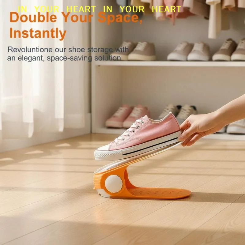 【X】Double Layer Durable Shoe Stacker Adjustable Height Space Saving Shoe Rack for Home Dorm Storage