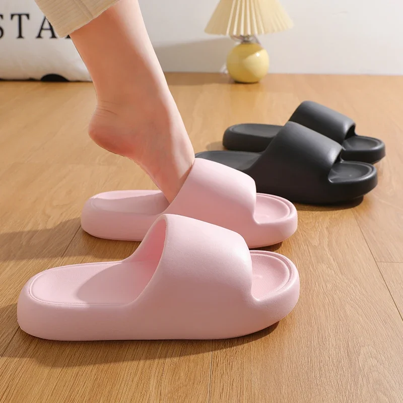 

Non Slip Bathroom Shower Women's Slippers Thick Platform Soft Sole EVA Cloud Slippers for Couple Lightweight Beach Sandals Woman