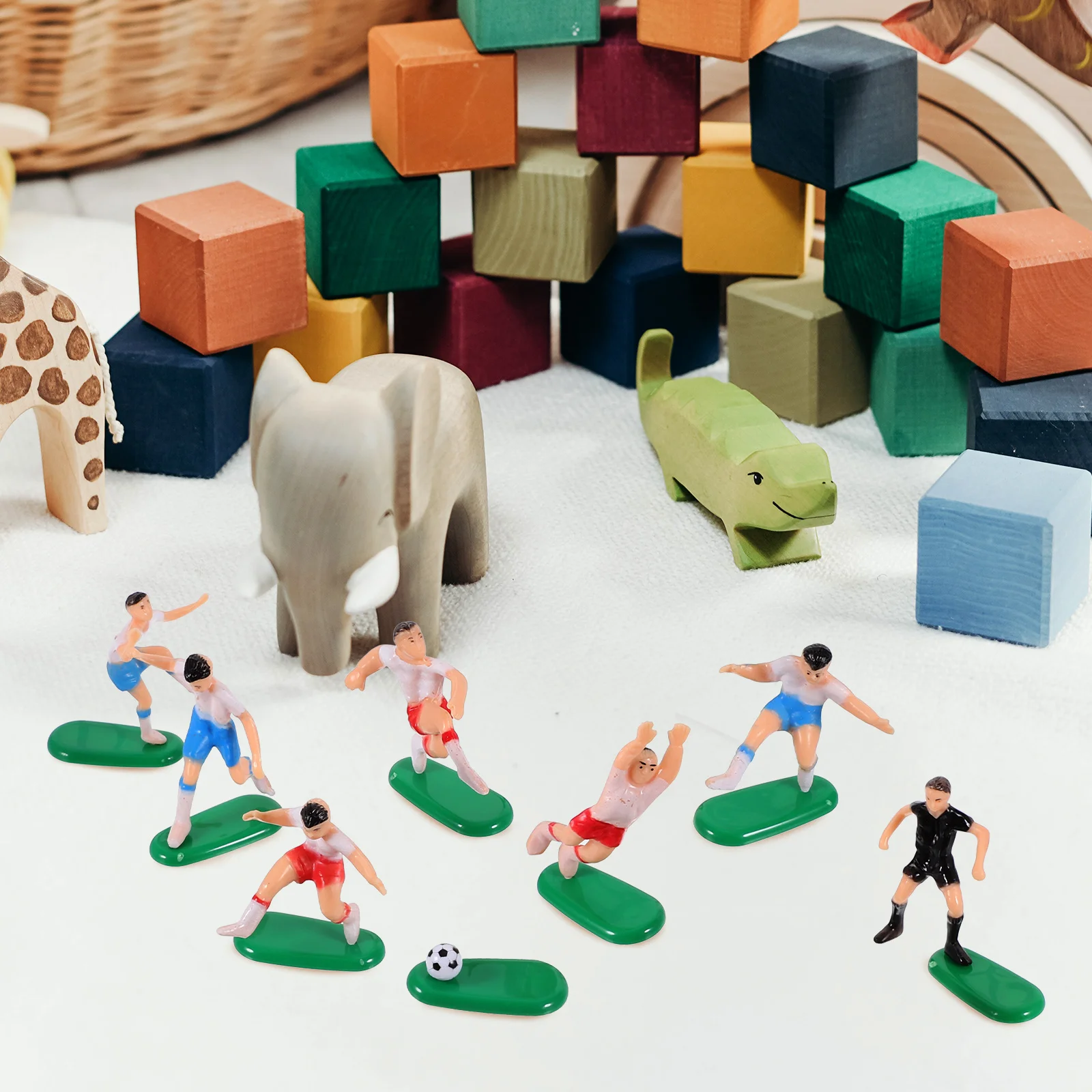 

1 set 1 Set Of Football Team Decor Small Soccer Player Figurines Cake Decorations Party Supplies Desktop Garden Ornament Baking