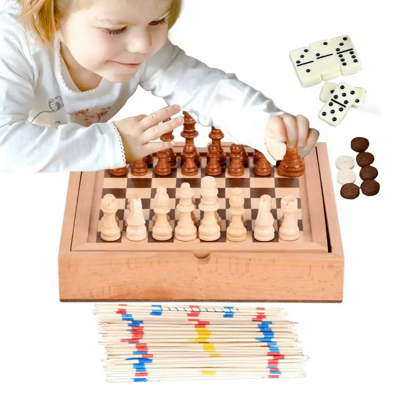 

Chess And Checkers Board Game Portable Travel Chess Board Game Sets With Game Pieces Storage Classic Board Strategy Game For