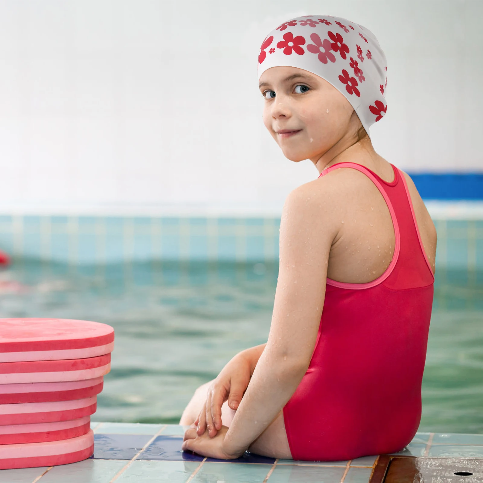 

1Pcs Children Swim Caps Soft Silicone Swimming Hat for Toddlers Lightweight Bath Cap with Eye-Catching Print Ideal for Pool Play