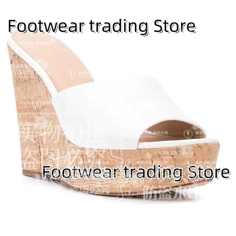 

Сандалии на танкетке с деревянным принтом, сабо на высокой платформе, женская обувь, летняя обувь большого размера, тапочки с открытым носком, Zapatos