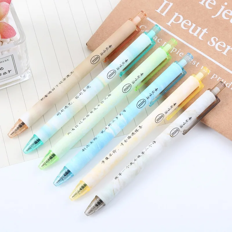 12/60 Pcs Wholesale Press Gel Pens Light Color Flower Film Neutral Pen High Beauty Student Stationery Office Water Based