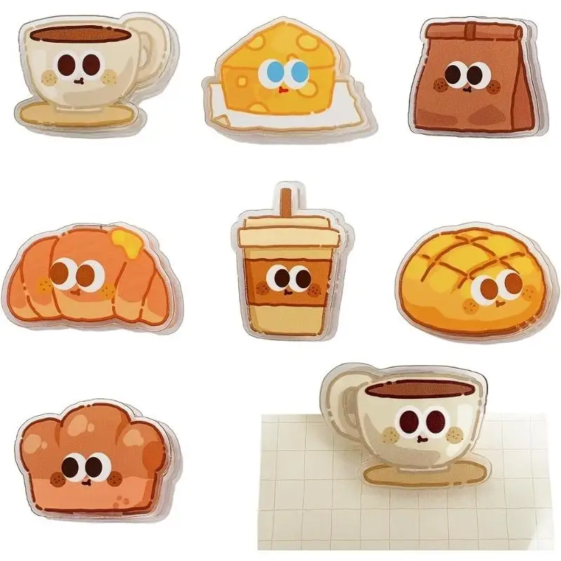 7 Pcs Cartoon Bread Shaped Bag Sealer Clips Multi Purpose Clip For Food Packages Receipts Notes Photos Book Pages
