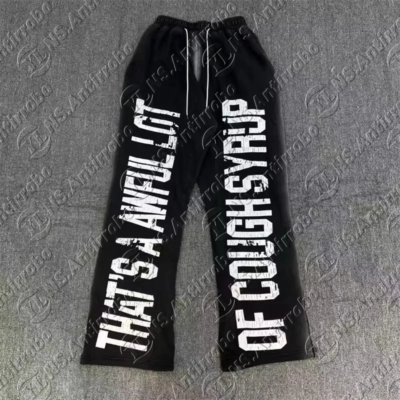 

Новые тенденции That's A Awful Lot of Cough Syrup Hoodie High Street Retro Do Old Letter Print COUGH SYRUP Повседневные брюки унисекс с принтом
