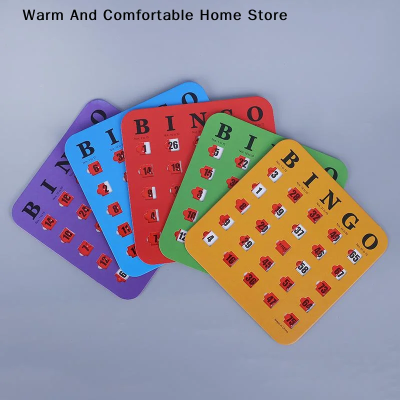 5pcs Bingo Game Card Easy-Read With Sliding Windows Reusable Logical Thinking Ability Game Bingo Board Game Party Gift For Adult