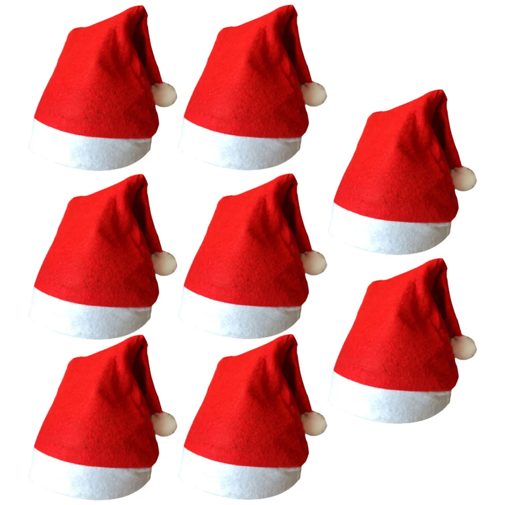 

8Pcs Christmas Hats Soft Cloth Santa Claus Hats Holiday Event Props Christmas Party Costume Accessories Reusable
