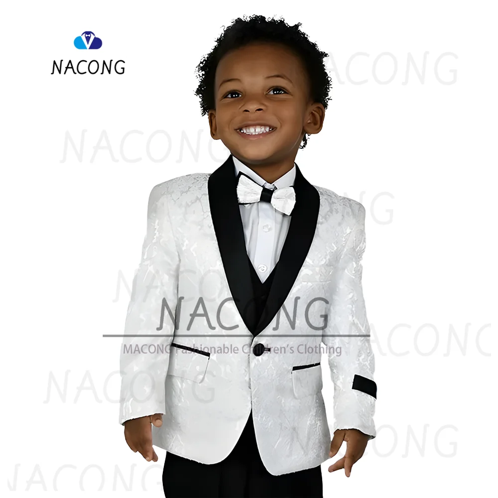 Boys Suits 2-16 Years Old Wedding Celebration Tuxedo Classic Jacquard Design