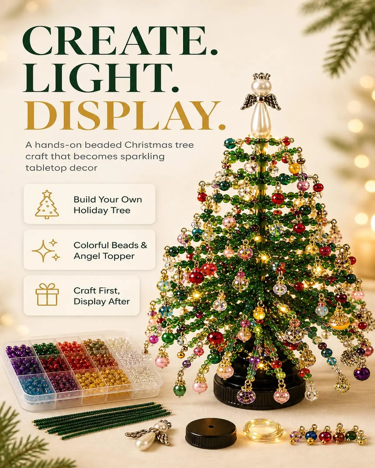 Light Up Pumpkins 3D Tree For Classroom Complete DIY Kit With Layered Beaded And Charms Festive