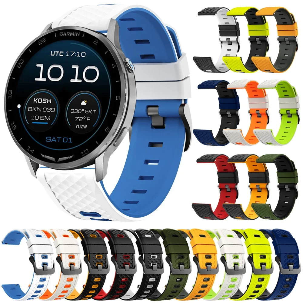 22mm zweifarbiges Silikonarmband für Garmin Forerunner 265 255 745 970 965 Sportarmband für Garmin Venu 2 3 4 45mm/Vivoactive 4