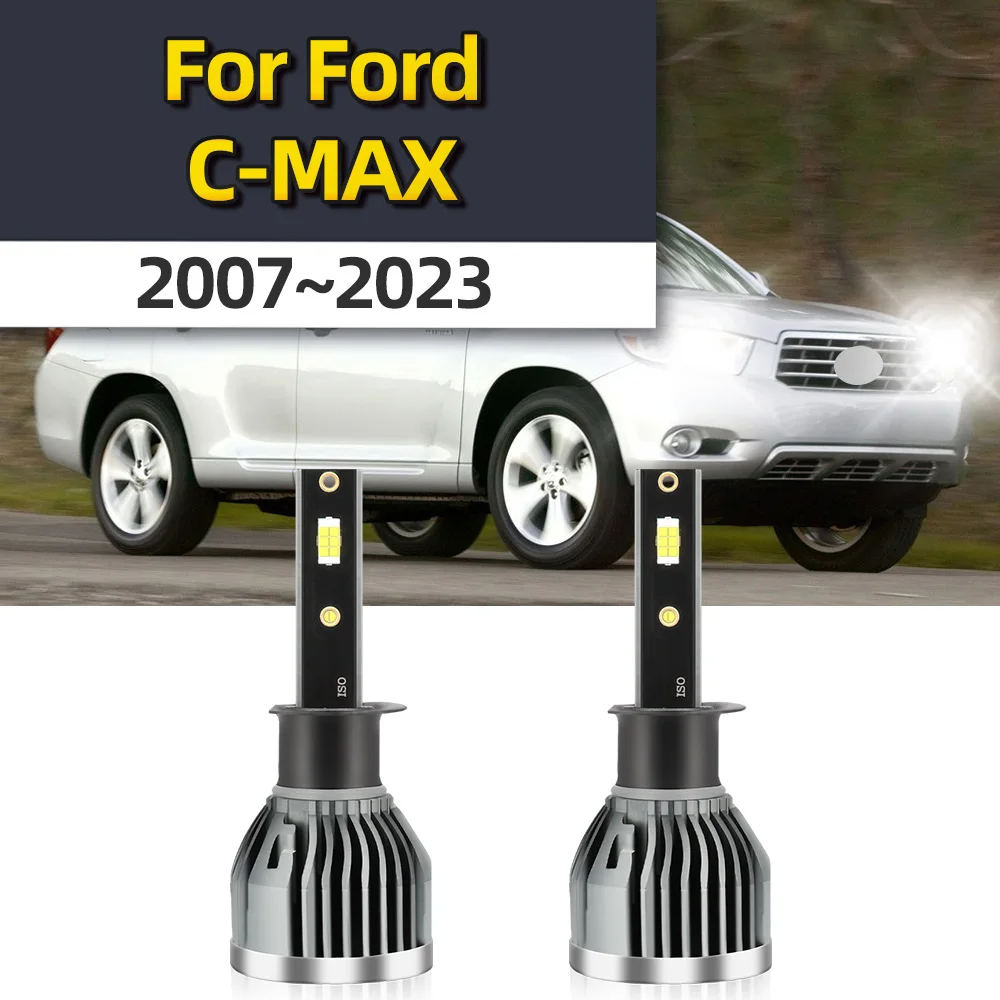 2x H1 Led Licht Canbus Lampen Auto Koplamp High Power Auto Fog Diode Moto Rij Rijlamp 12V 120W Voor Ford C-MAX 2007 ~ 2023