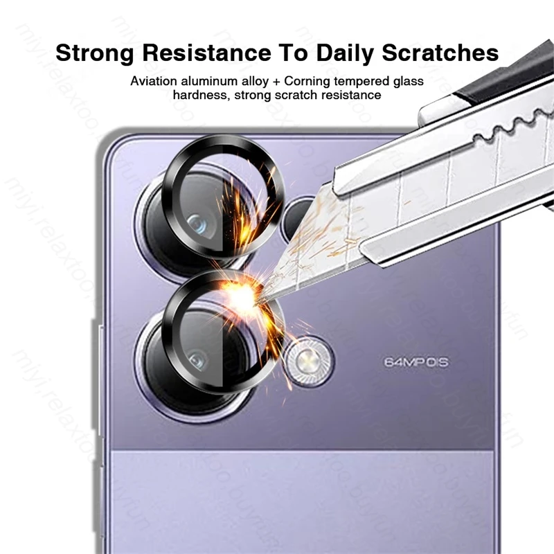 Aluminum Alloy Camera Protective Cover For Xiaomi PocoM6pro Poco M6 Pro M6Pro 4G Tempered Glass Lens Cap Poko Little M 6 Pro 4G