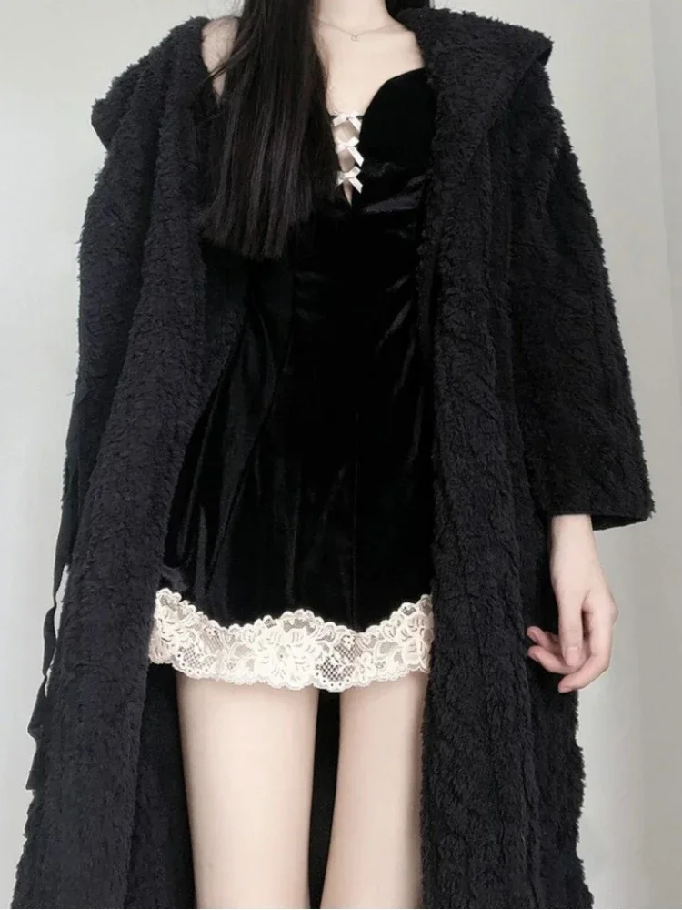 

Coral Velvet Robes Women Thick Warm Soft Korean Elegant Tender Lace-up Solid Casual Simple Homewear Style New Winter Daily Midi