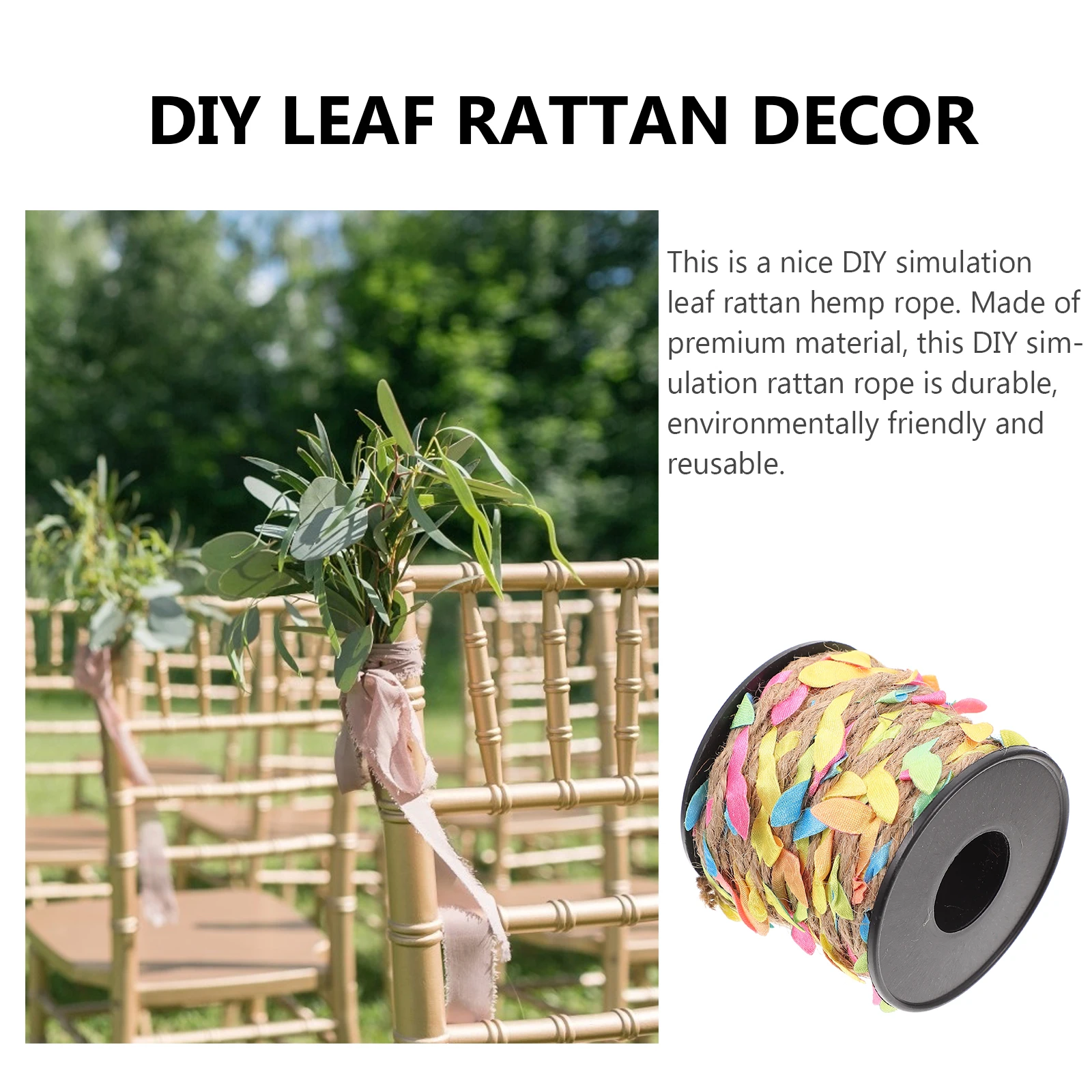 

2 Rolls Diy Leaf Rattan Decor Rattan Decorative Hemp Rope for DIY Vine Country Style Manual Emulated Plant Decor