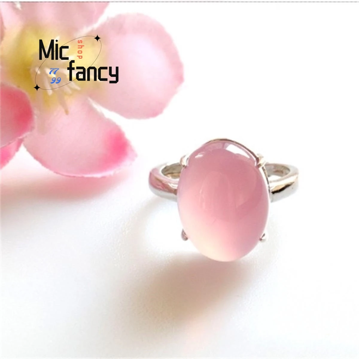 S925 Silver Lnlaid Natural Authentic Pink Chalcedony Agate Ring Fine Jewelry Sweet Romantic Simple Generous Gift Female Boutique