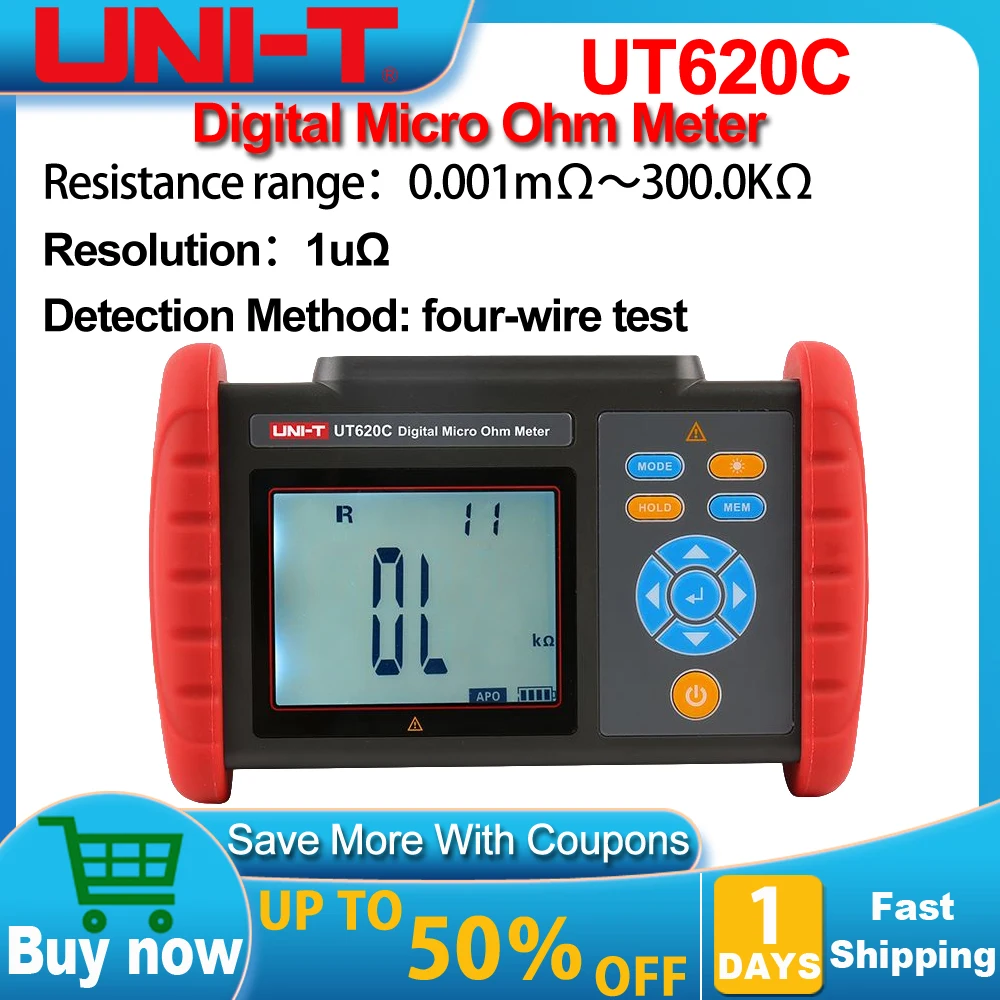 UNI-T UT620C misuratore digitale DC misuratore Milliohm a bassa resistenza DC Milliohm misuratore microroohm a bassa resistenza Tester di resistenza