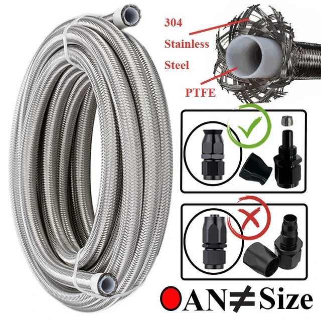 1M/2M/3M/5M AN3 AN4 AN6 AN8 AN10 Wąż wyścigowy 304 Wąż hamulcowy PTFE w oplocie ze stali nierdzewnej Przewód paliwowy Przewód chłodnicy oleju