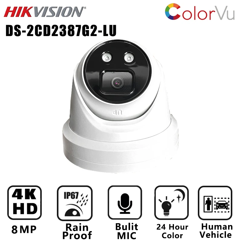 

Hikvision ColorVu DS-2CD2387G2-LU 4K 8MP POE IP Camera Support Built Mic Human and Vehicle Detection IP67 Surveillance camera