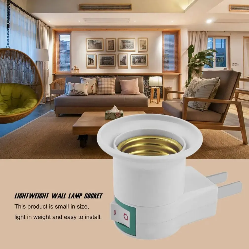 Wall Plug Type Lamp Holder Screw Mouth E27 Plastic Lamp Cap Socket Lamp Socket Converter Adapter Bulb Socket Extension