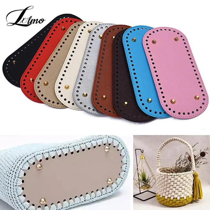 22*10cm Handmade Oval Bottom For Knitted Bag PU Leather Wear-Resistant Accessories Bottom With Holes Diy Crochet Bag Bottom