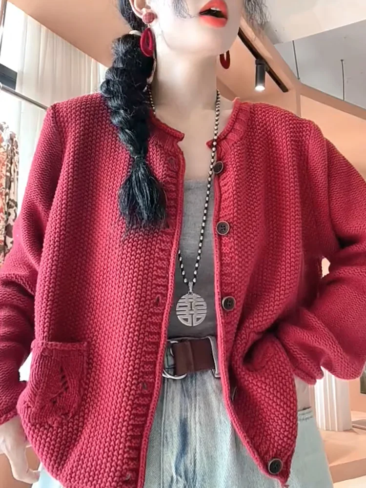 

Faionable round Ne Knitwear Women's plus Size Versatile Slimming Age-Defng Top Korean Sle Loose Fit Long Sve