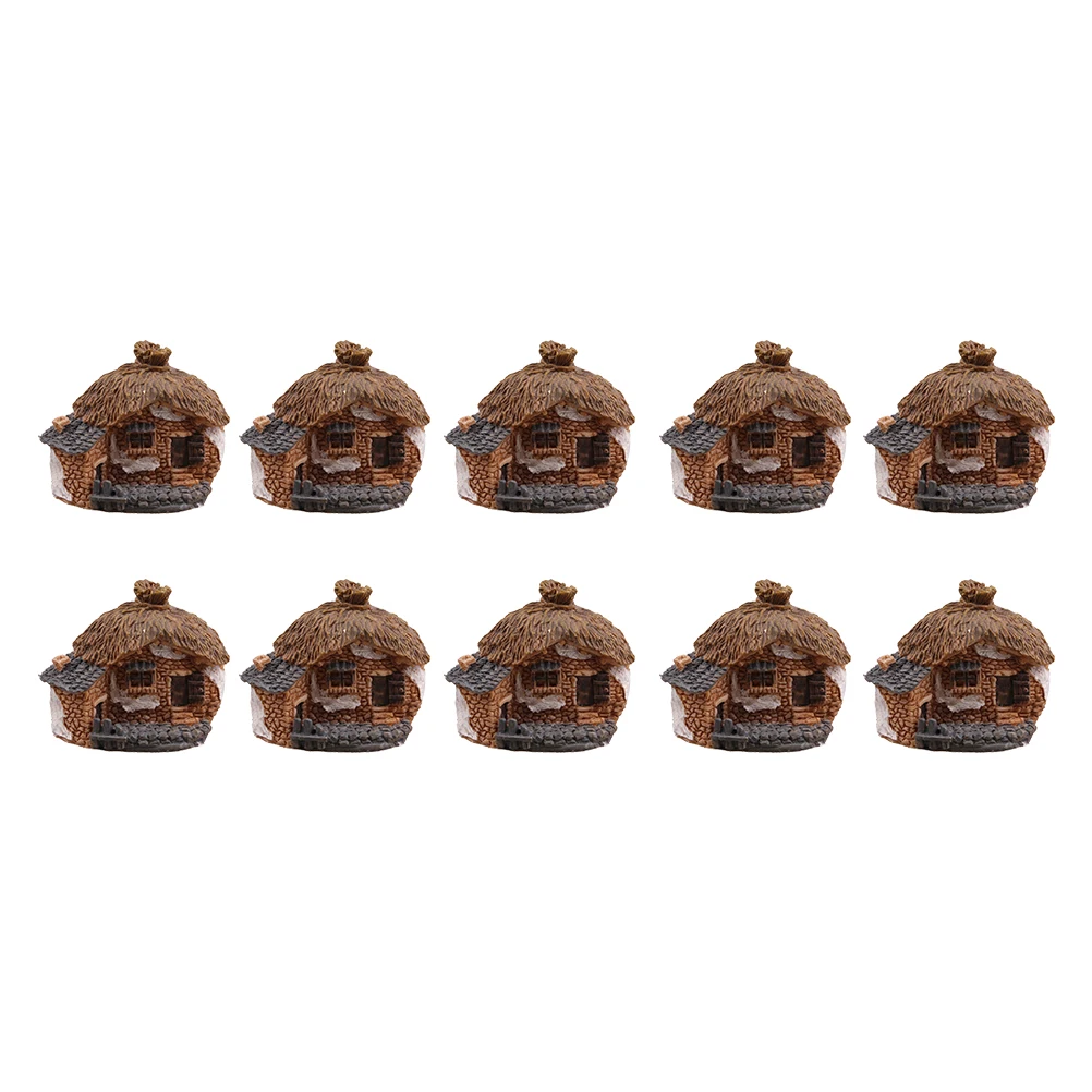 

10 Pcs Mini Villa Models Resin Adornment Lovely House Shape Gifts Family Friends Aquarium Landscape Decor Micro Landscaping